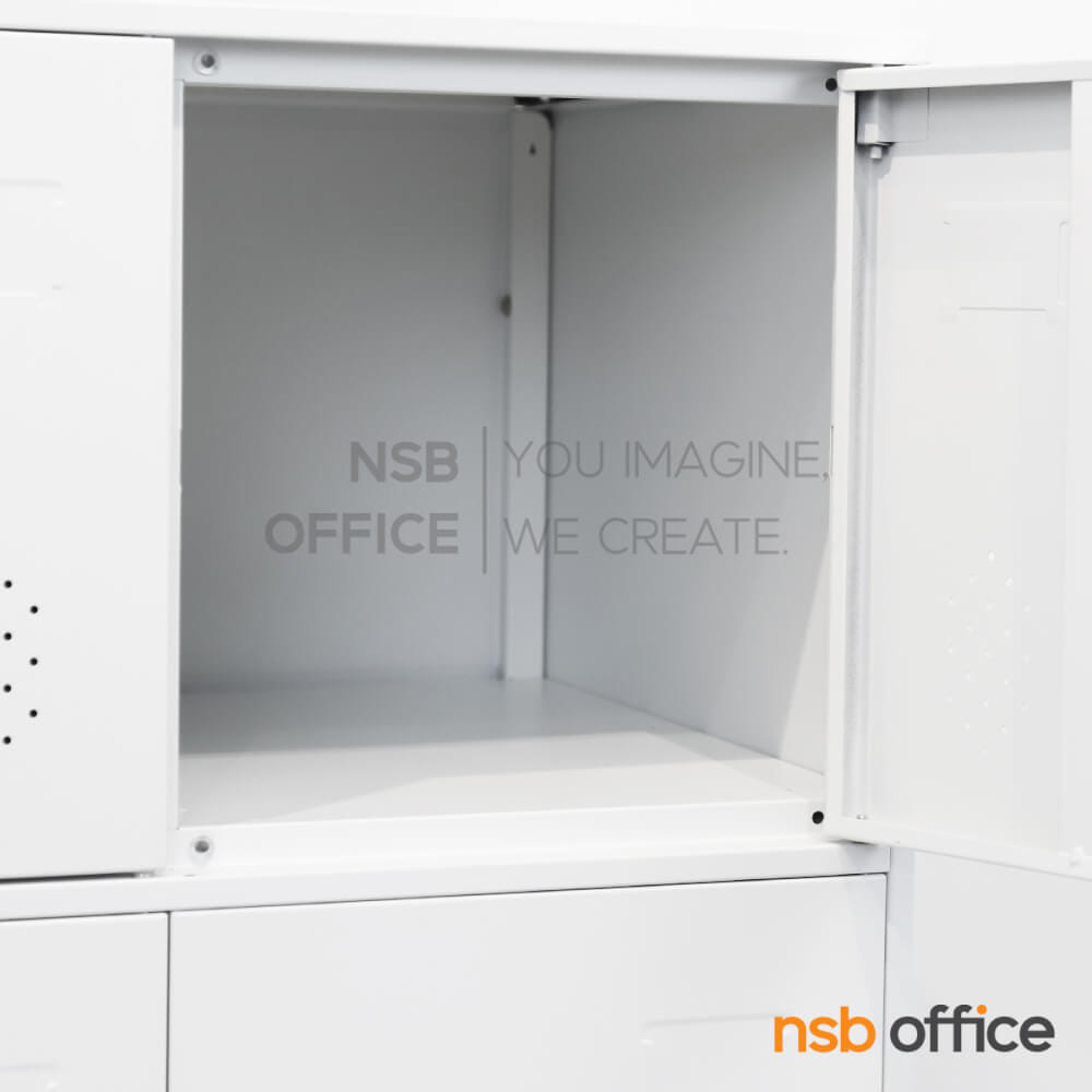 ตู้ล็อกเกอร์เหล็ก 9 ประตู NSBOFFICE รุ่น TRIVY สีเทาอ่อน